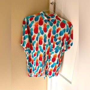 Tropical bros pineapple silky shirt